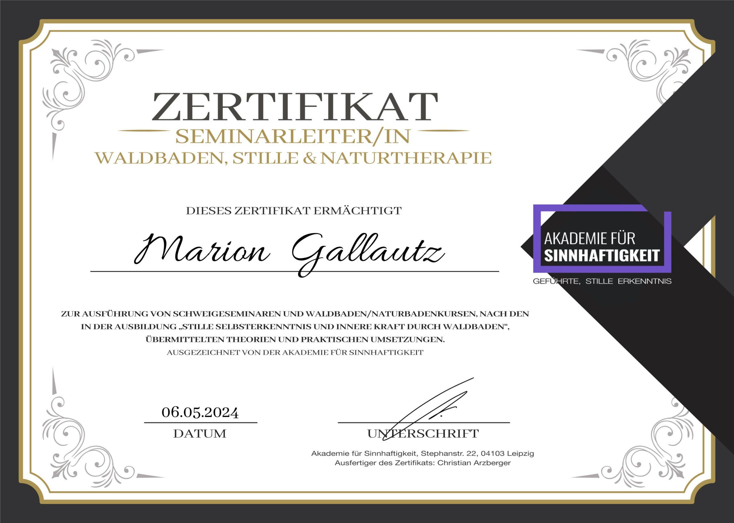 Gallis Kräutlerei Zertifikat-2 Zertifikat Waldbaden für Marion Gallautz 2